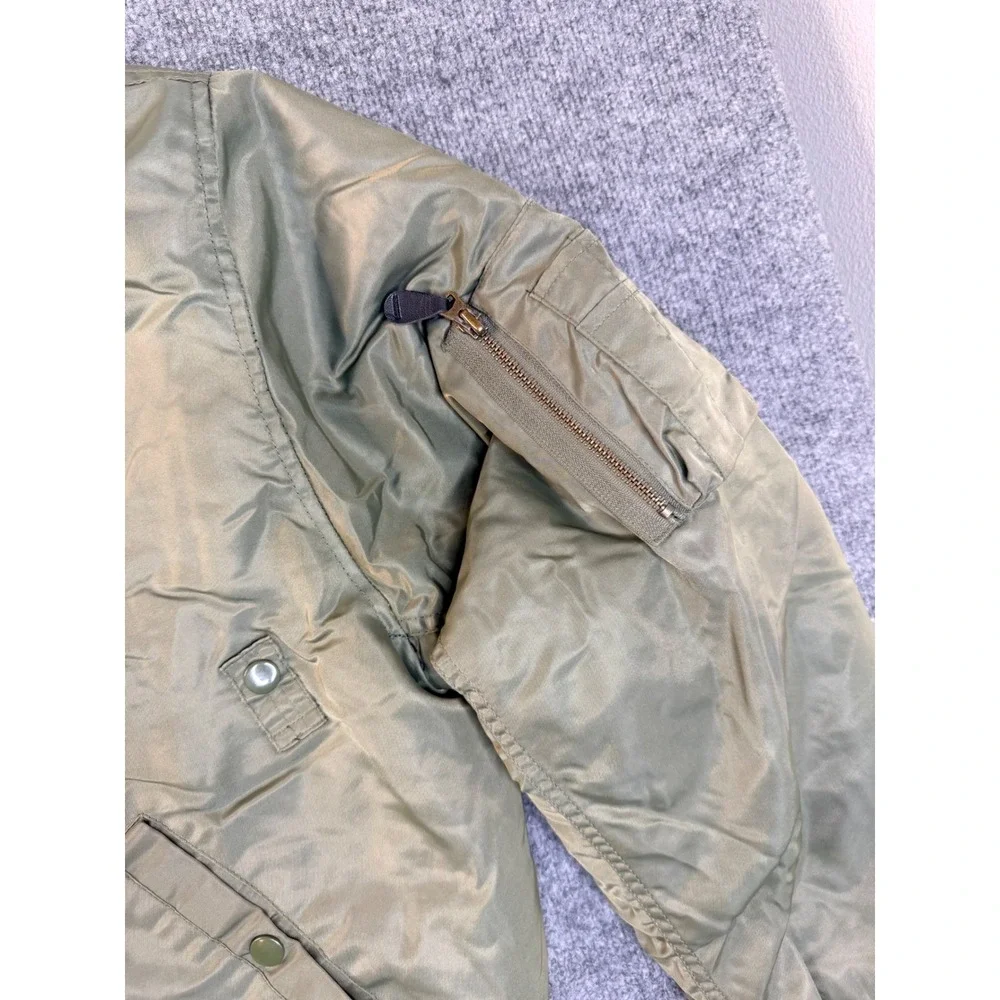 Vintage Military Style Flight Bomber Jacket Mens XL Green Insulated Workwear Y2K